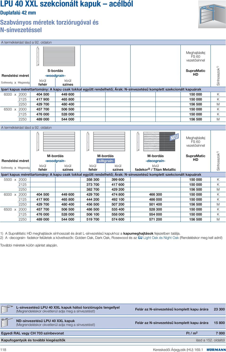 528 000 150 000 K 489 000 544 000 156 500 M NU FS 60 Μ-bordás Μ-bordás Μ-bordás Supra Rendelési méret -woodgrain- -silkgrain- -decograin- HD fadekor 2) / Titan Metallic Ipari kapus mérettartomány: A