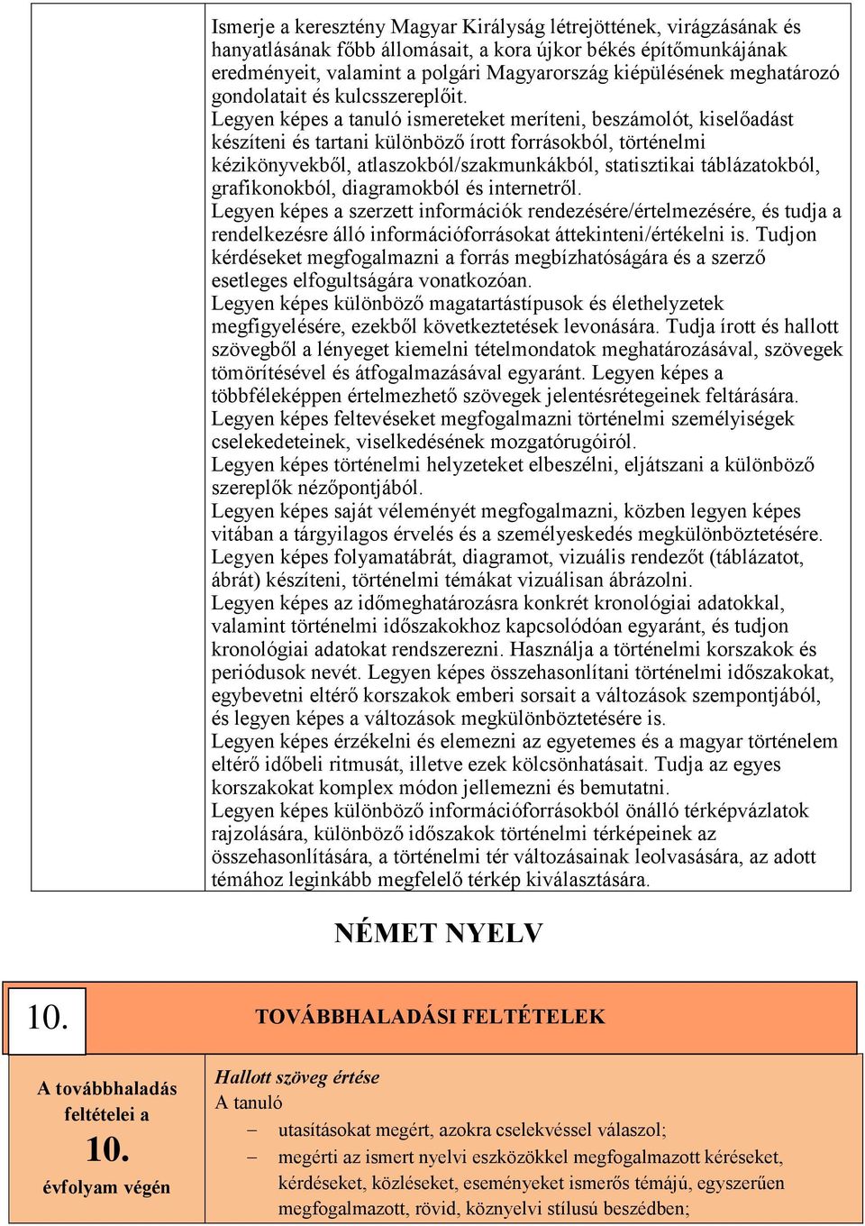 Legyen képes a tanuló ismereteket meríteni, beszámolót, kiselőadást készíteni és tartani különböző írott forrásokból, történelmi kézikönyvekből, atlaszokból/szakmunkákból, statisztikai táblázatokból,