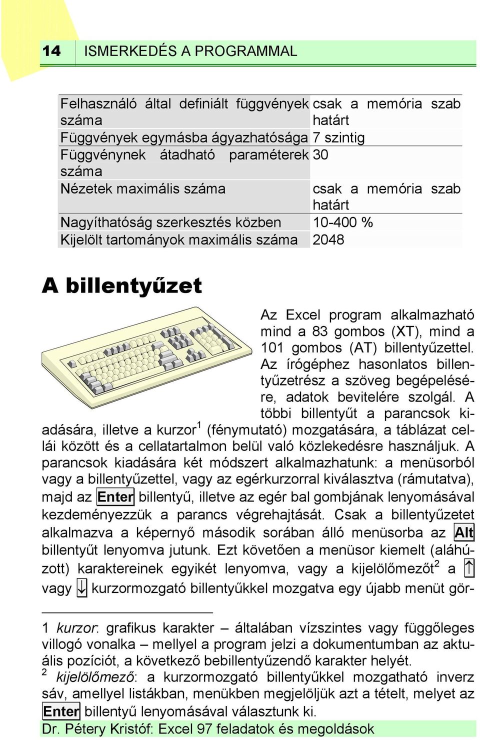 a 101 gombos (AT) billentyűzettel. Az írógéphez hasonlatos billentyűzetrész a szöveg begépelésére, adatok bevitelére szolgál.