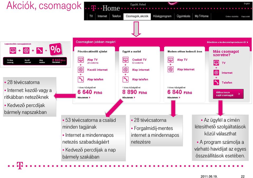 bármely szakában 28 tévécsatorna Forgalmidíj-mentes internet a mindennapos netezésre Az ügyfél a címén létesíthető