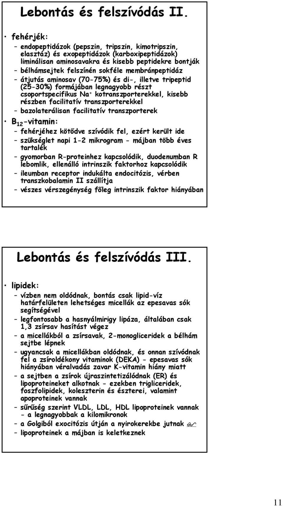 membránpeptidáz átjutás aminosav (70-75%) és di-, illetve tripeptid (25-30%) formájában legnagyobb részt csoportspecifikus Na + kotranszporterekkel, kisebb részben facilitatív transzporterekkel