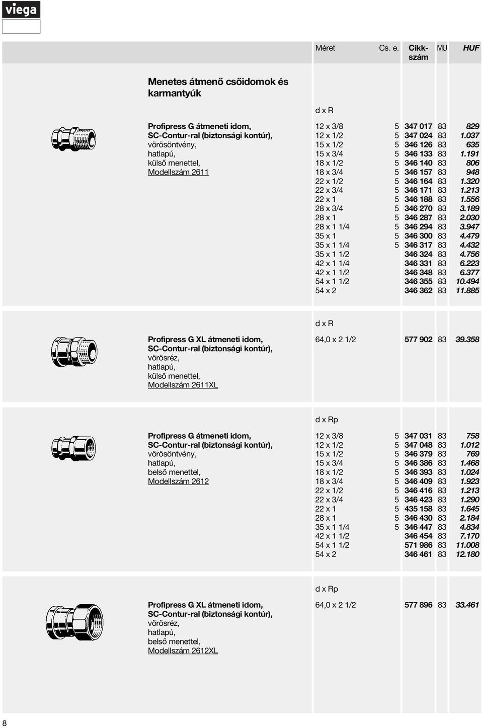 3/4 5 22 x 1 5 28 x 3/4 5 28 x 1 5 28 x 1 1/4 5 35 x 1 5 35 x 1 1/4 5 35 x 1 1/2 42 x 1 1/4 42 x 1 1/2 54 x 1 1/2 54 x 2 347 017 347 024 346 126 346 133 346 140 346 157 346 164 346 171 346 188 346