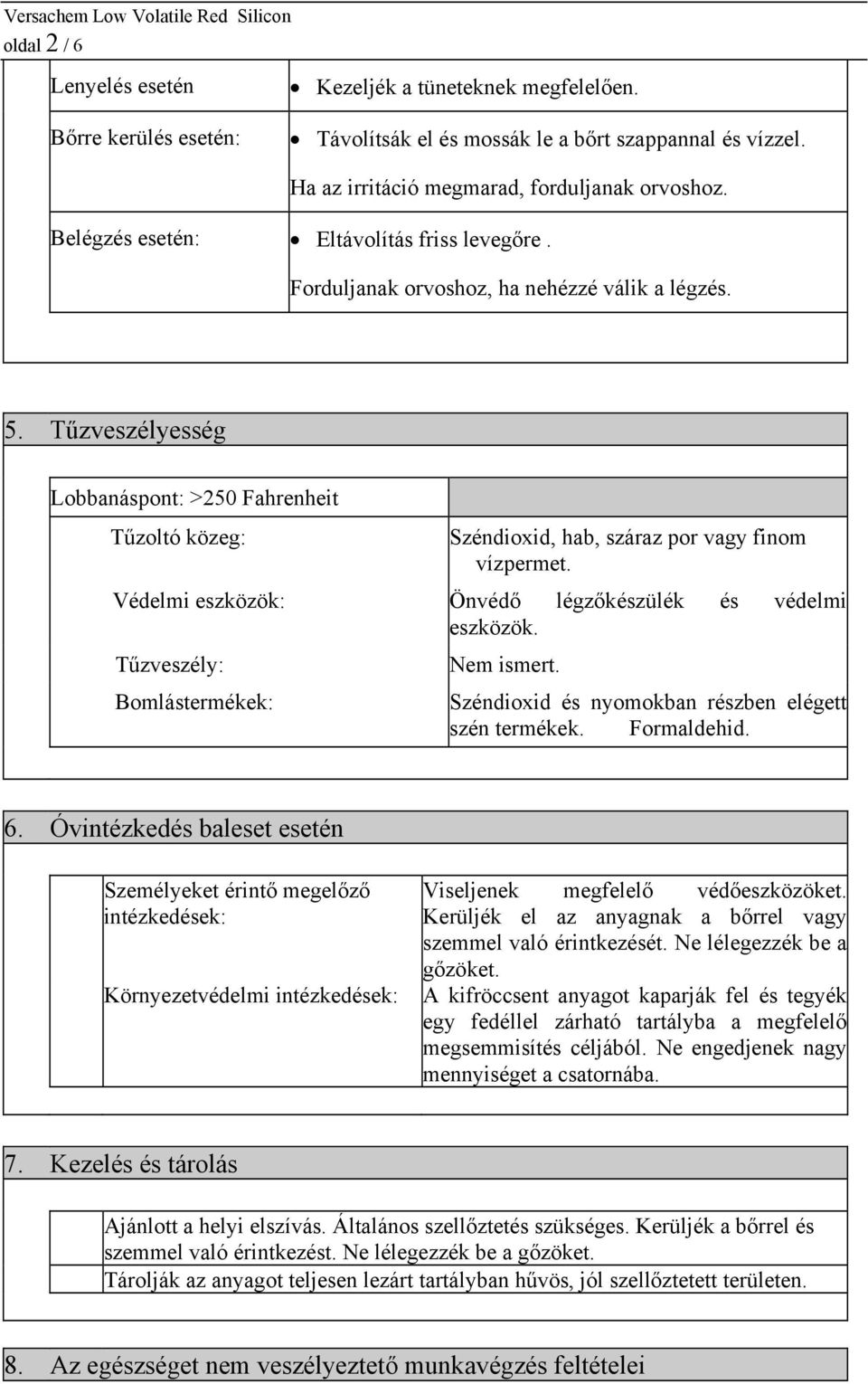 Tűzveszélyesség Lobbanáspont: >250 Fahrenheit Tűzoltó közeg: Széndioxid, hab, száraz por vagy finom vízpermet. Védelmi eszközök: Önvédő légzőkészülék és védelmi eszközök.