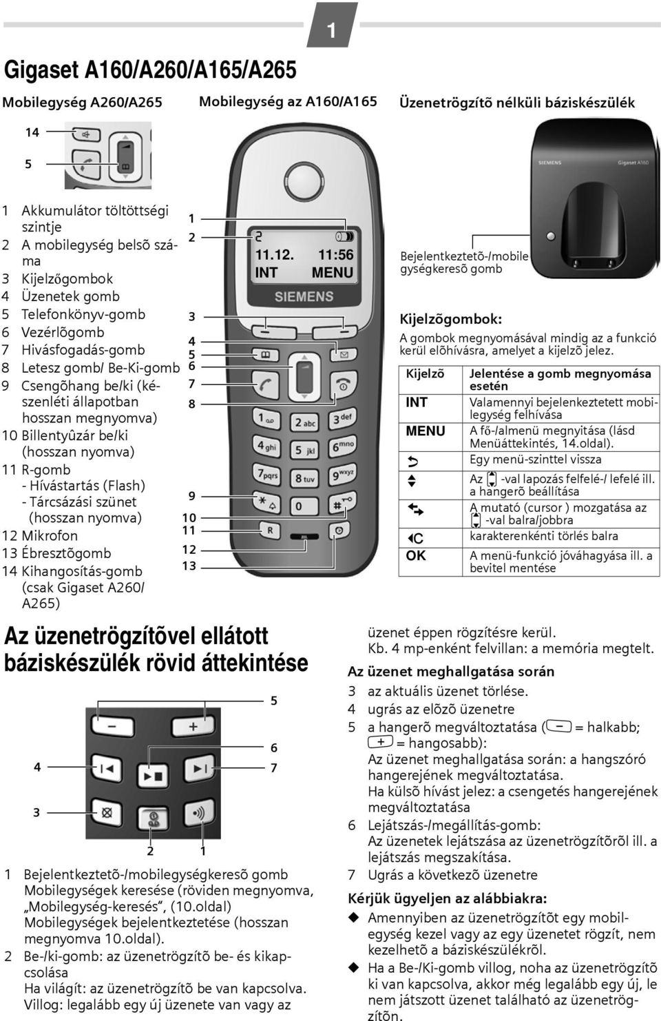 nyomva) 11 R-gomb - Hívástartás (Flash) - Tárcsázási szünet (hosszan nyomva) 12 