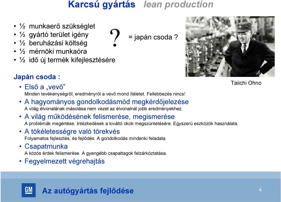 A hagyományos gondolkodásmód megkérdőjelezése A világ élvonalának másolása nem vezet az élvonalnál jobb eredményekhez. A világ működésének felismerése, megismerése A problémák megértése.