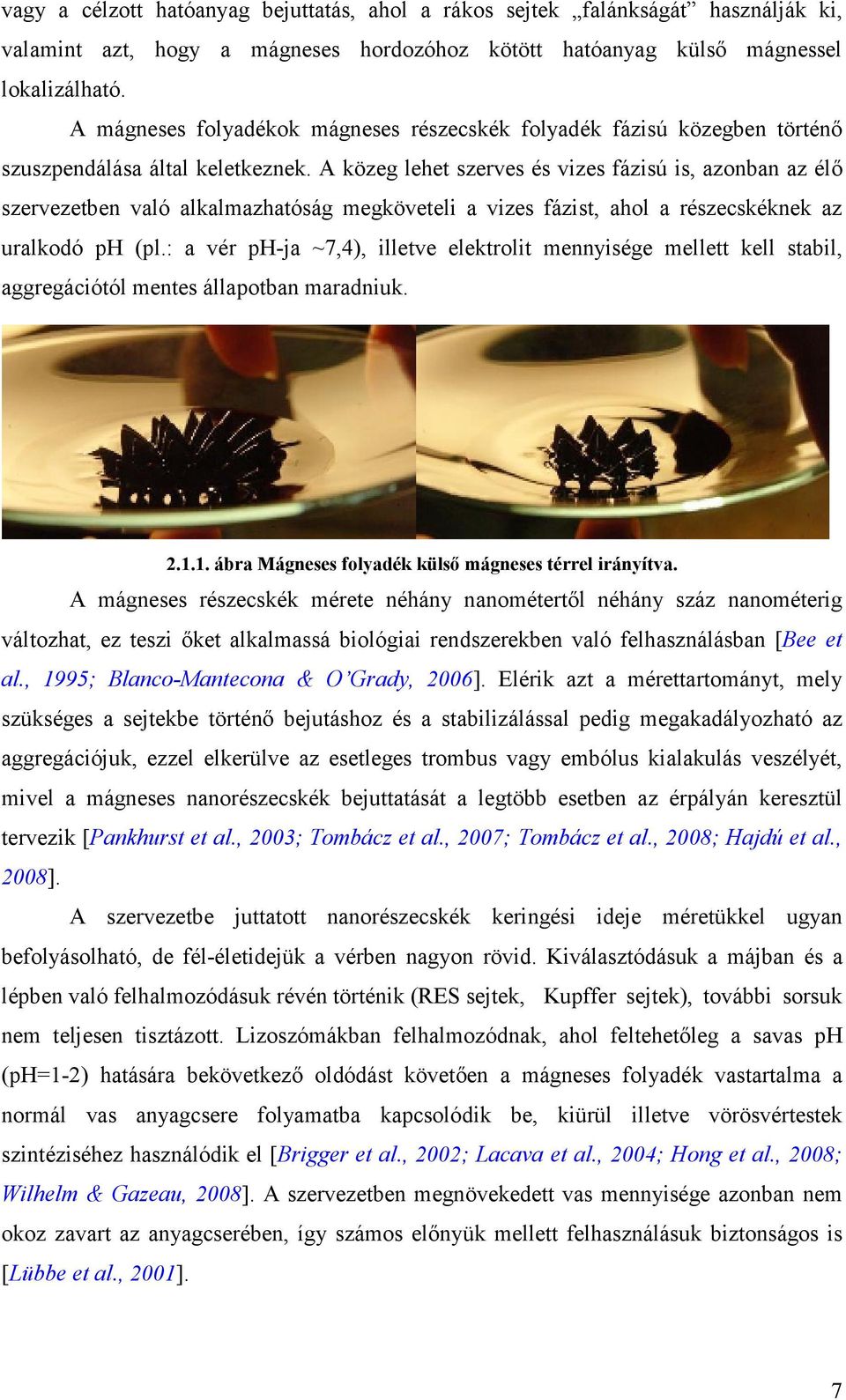 A közeg lehet szerves és vizes fázisú is, azonban az élő szervezetben való alkalmazhatóság megköveteli a vizes fázist, ahol a részecskéknek az uralkodó ph (pl.