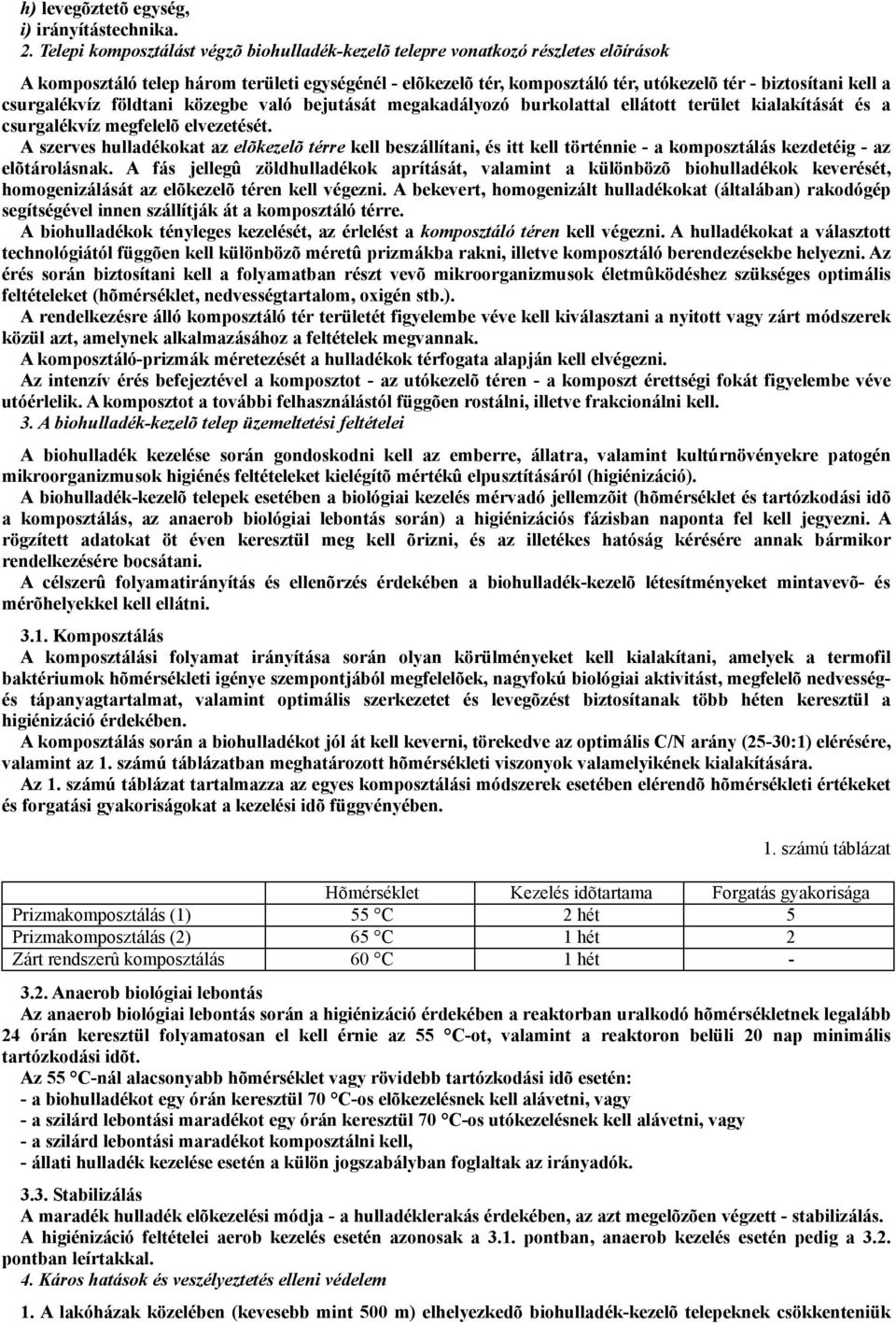 csurgalékvíz földtani közegbe való bejutását megakadályozó burkolattal ellátott terület kialakítását és a csurgalékvíz megfelelõ elvezetését.