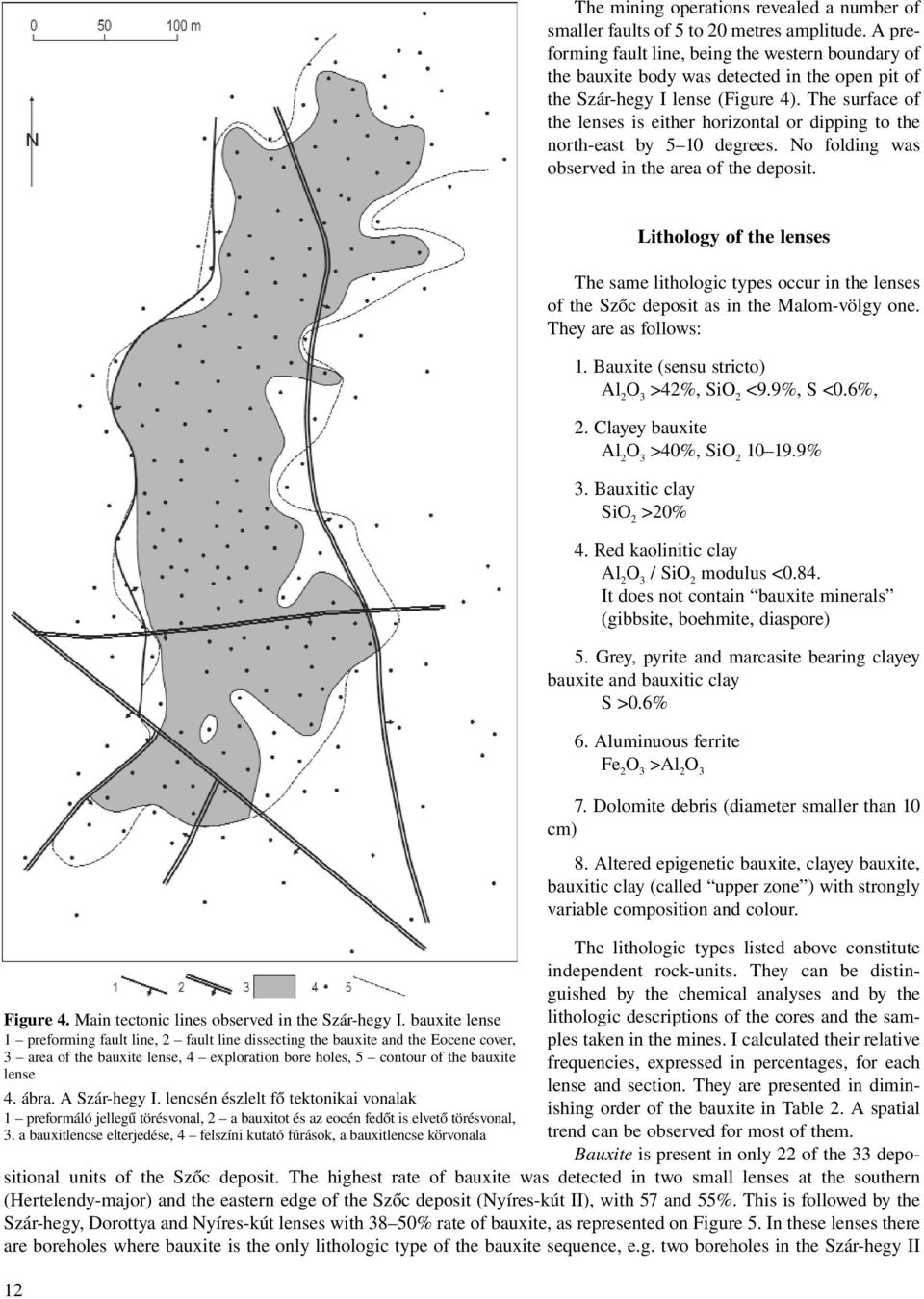 The surface of the lenses is either horizontal or dipping to the north-east by 5 10 degrees. No folding was observed in the area of the deposit. Figure 4.