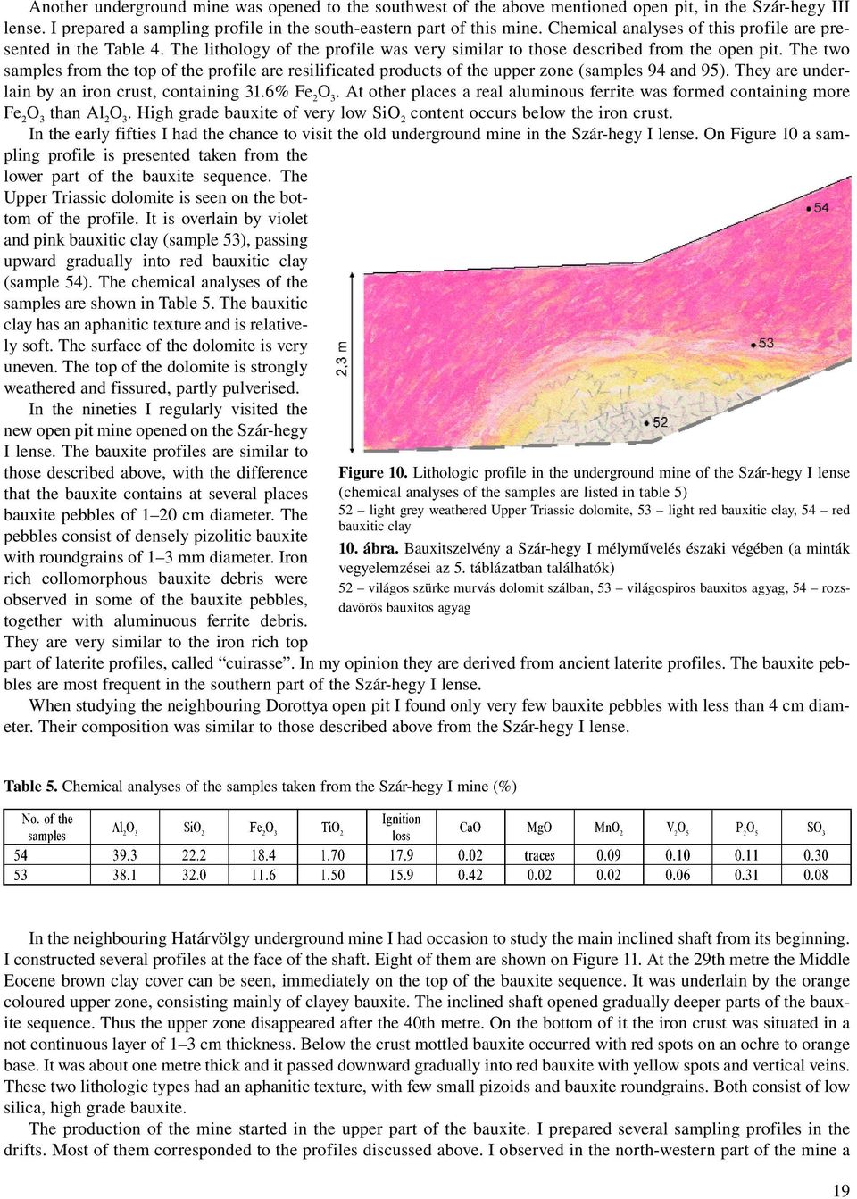 The two samples from the top of the profile are resilificated products of the upper zone (samples 94 and 95). They are underlain by an iron crust, containing 31.6% Fe 2.