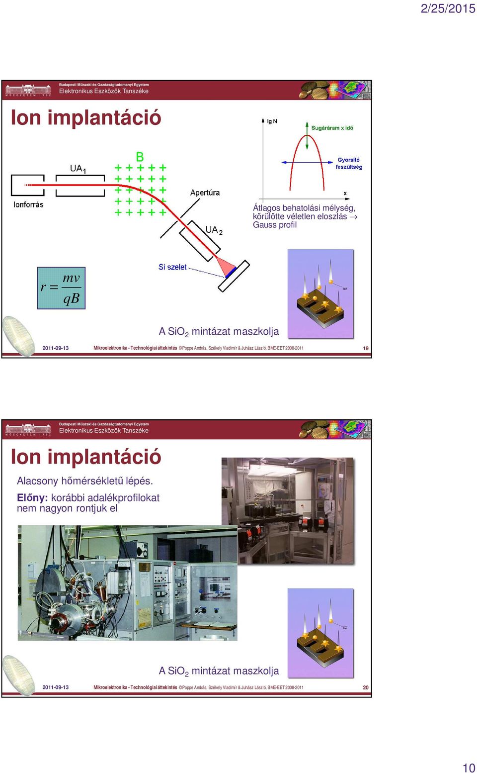 Ion implantáció Alacsony hőmérsékletű lépés.