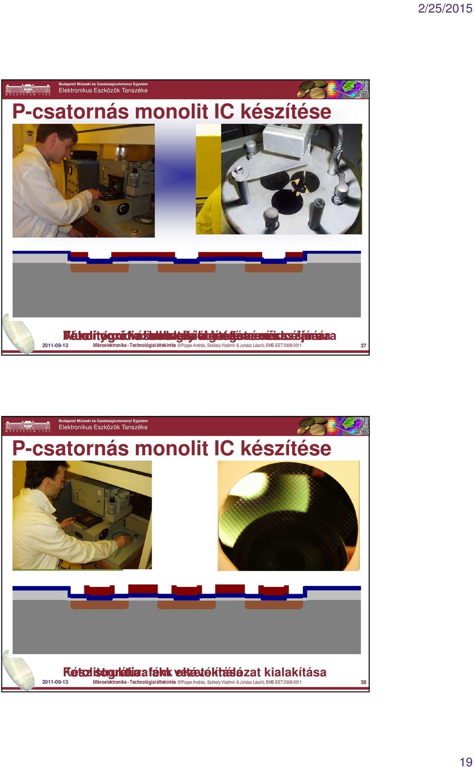 & Juhász László, BME-EET 2008-2011 37 Fotolitográfia: Kész struktúrafém lakk vezetékhálózat eltávolítása kialakítása