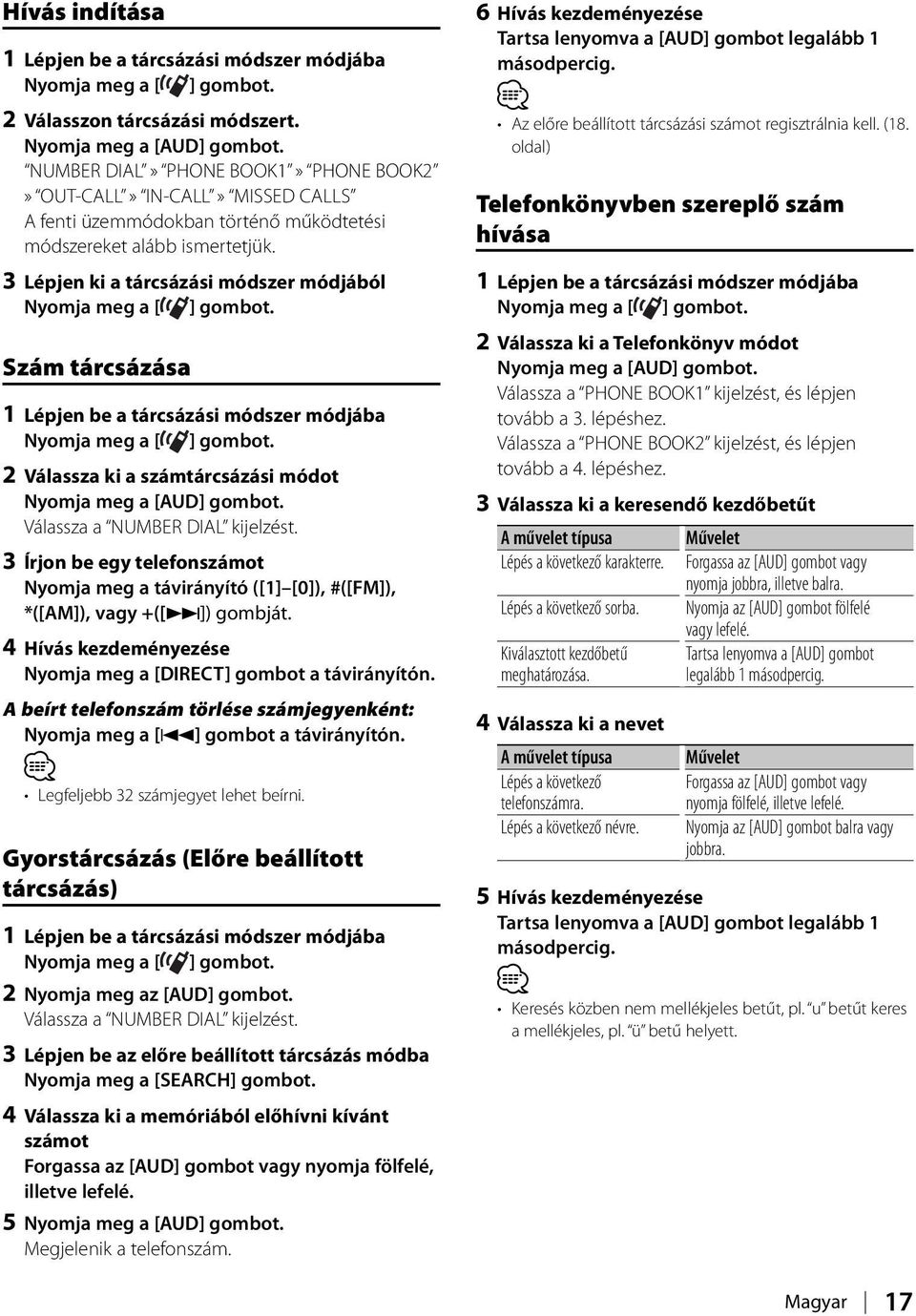 3 Lépjen ki a tárcsázási módszer módjából Nyomja meg a [ ] gombot. Szám tárcsázása 1 Lépjen be a tárcsázási módszer módjába Nyomja meg a [ ] gombot.