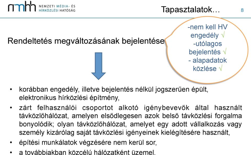 távközlőhálózat, amelyen elsődlegesen azok belső távközlési forgalma bonyolódik; olyan távközlőhálózat, amelyet egy adott vállalkozás vagy