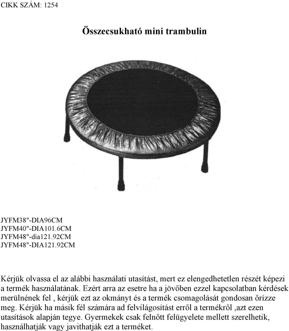 Összecsukható mini trambulin - PDF Free Download