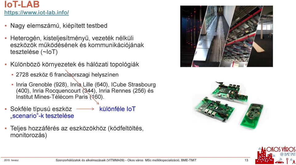 környezetek és hálózati topológiák 2728 eszköz 6 franciaorszagi helyszínen Inria Grenoble (928), Inria Lille (640), ICube Strasbourg (400), Inria Rocquencourt