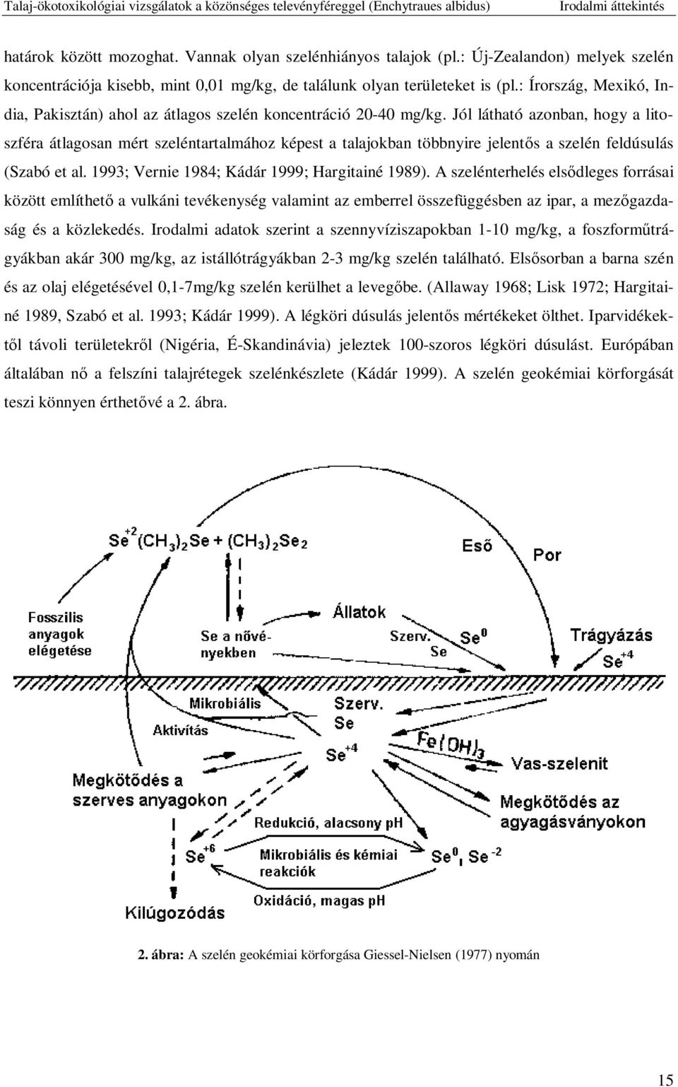 Jól látható azonban, hogy a litoszféra átlagosan mért szeléntartalmához képest a talajokban többnyire jelent s a szelén feldúsulás (Szabó et al. 1993; Vernie 1984; Kádár 1999; Hargitainé 1989).