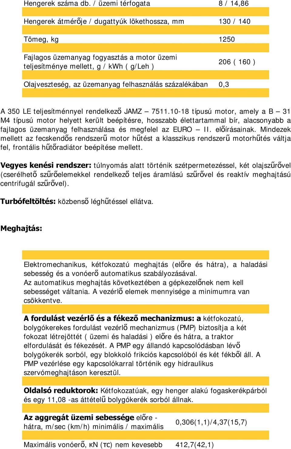 Olajveszteség, az üzemanyag felhasználás százalékában 0,3 A 350 LE teljesítménnyel rendelkező JAMZ 7511.