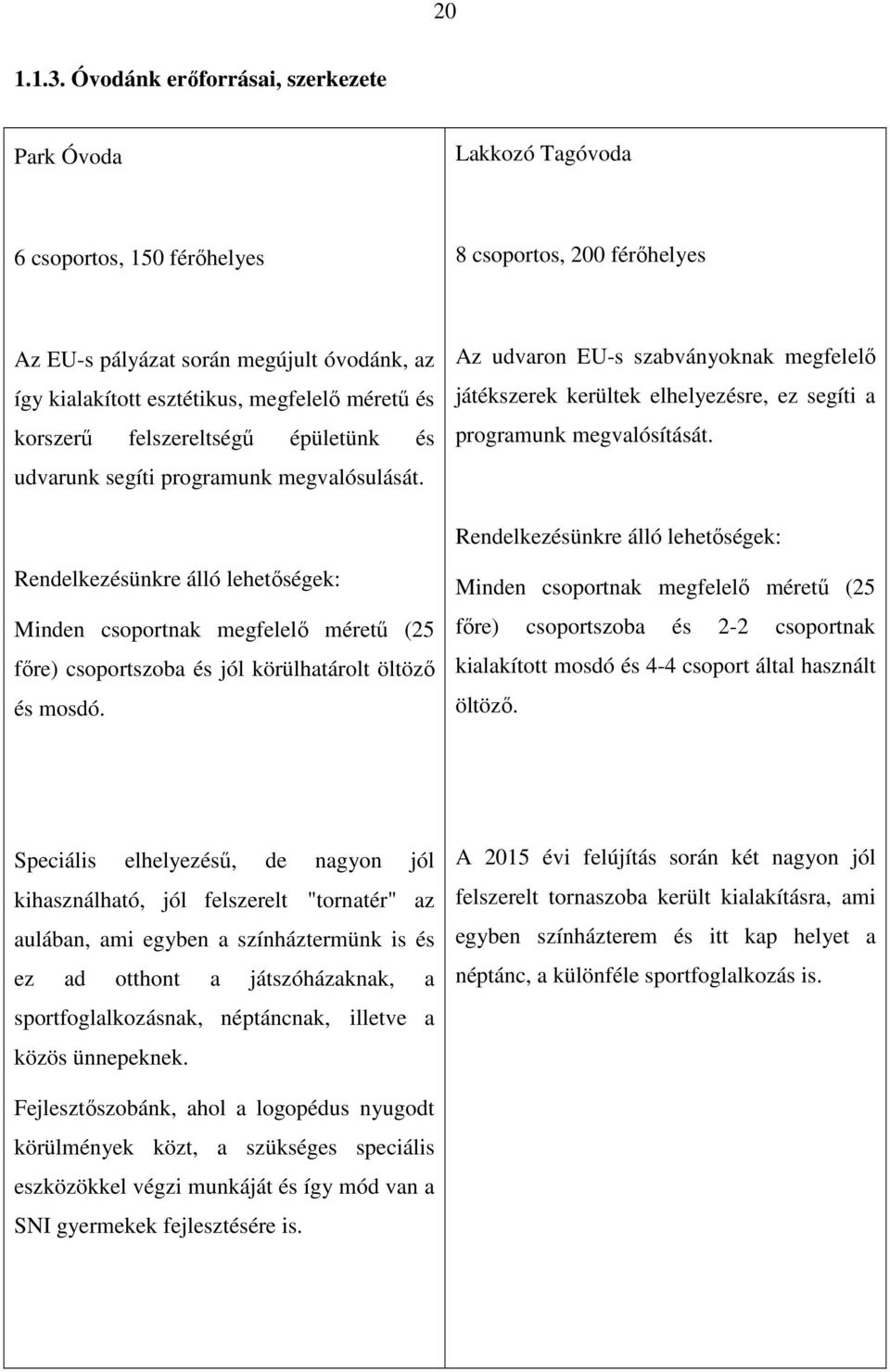 méretű és korszerű felszereltségű épületünk és udvarunk segíti programunk megvalósulását.