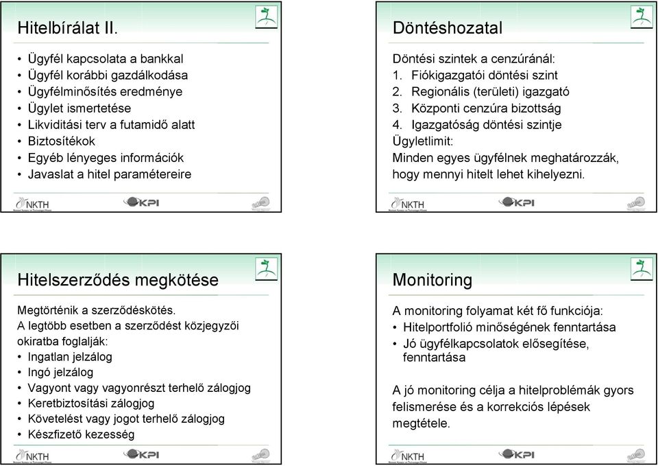 paramétereire Döntéshozatal Döntési szintek a cenzúránál: 1. Fiókigazgatói döntési szint 2. Regionális (területi) igazgató 3. Központi cenzúra bizottság 4.