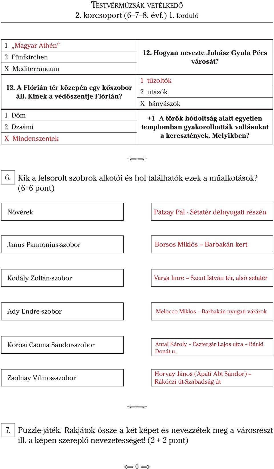 Kik a felsorolt szobrok alkotói és hol találhatók ezek a műalkotások?