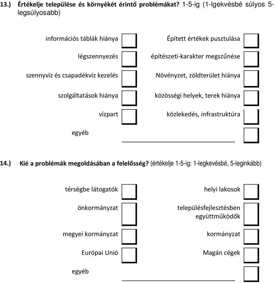 vízpart Épített értékek pusztulása építészeti-karakter megszűnése Növényzet, zöldterület hiánya közösségi helyek, terek hiánya közlekedés,