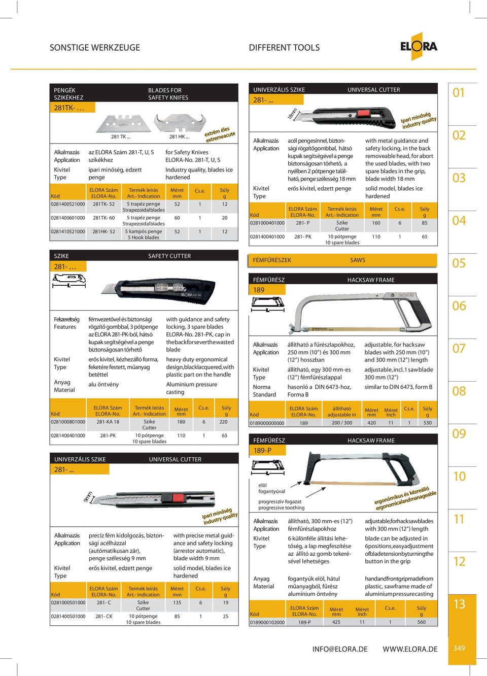 U, S Industry quality, blades ice hardened extrém éles extreme acute 52 1 12 60 1 20 52 1 12 UNIVERZÁLIS SZIKE 281-.