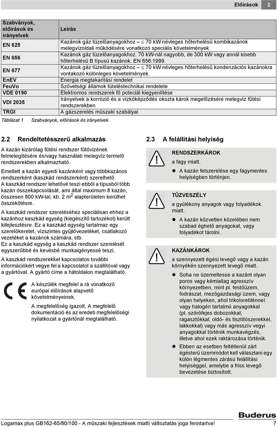 EN 677 Kazánok gáz tüzelőanyagokhoz 70 kw névleges hőterhelésű kondenzációs kazánokra vontakozó különleges követelmények.