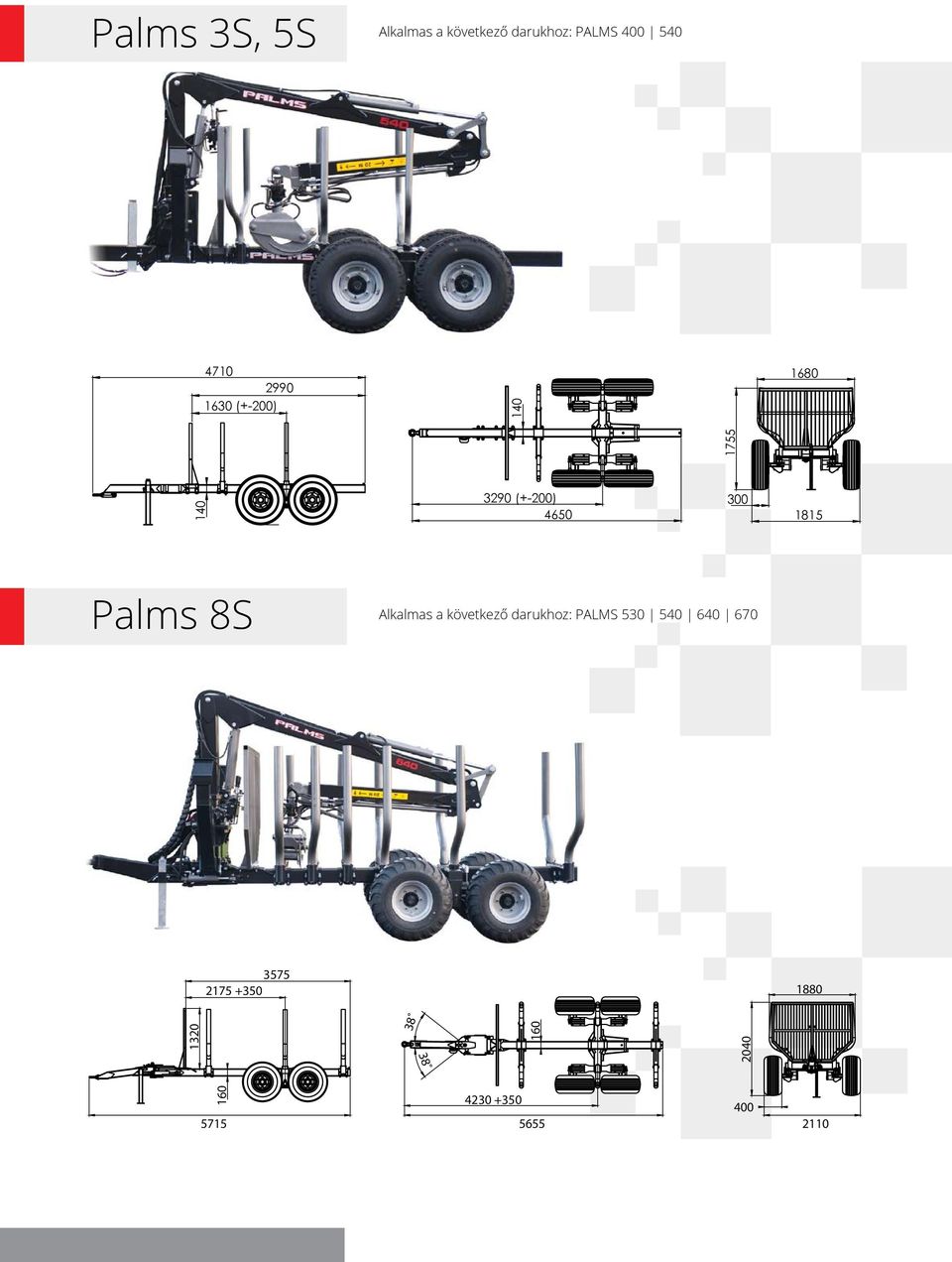 Palms 8S Alkalmas a következő darukhoz: PALMS 530 540 640 670