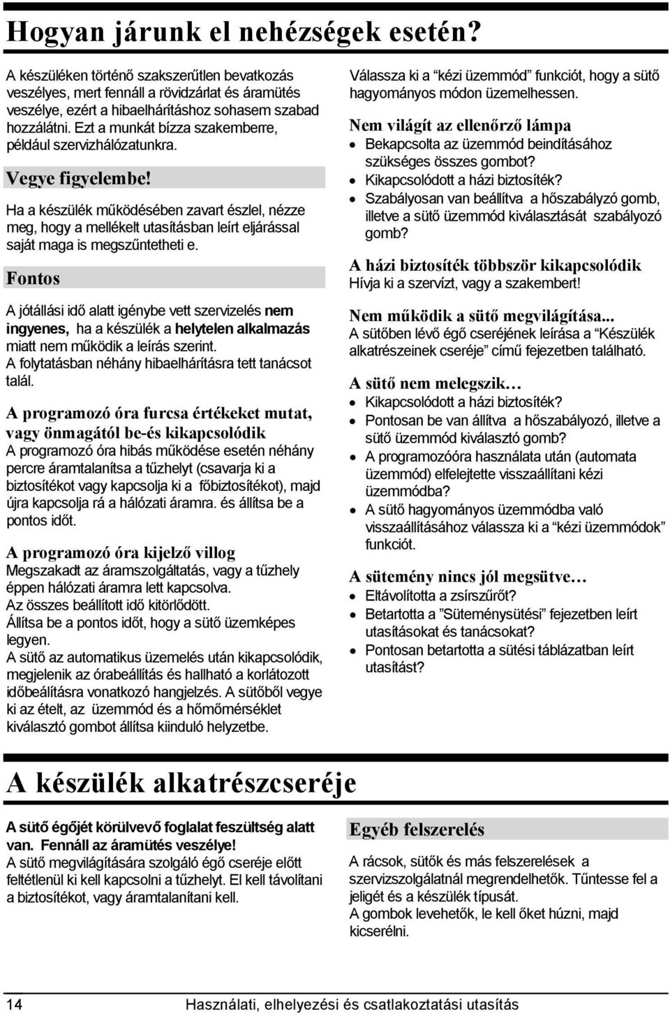 Ha a készülék működésében zavart észlel, nézze meg, hogy a mellékelt utasításban leírt eljárással saját maga is megszűntetheti e.