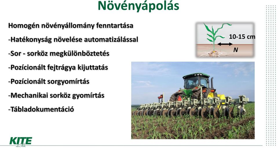 megkülönböztetés -Pozícionált fejtrágya kijuttatás