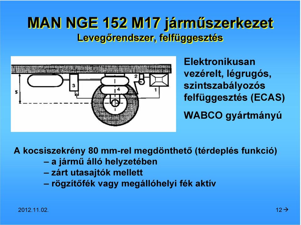 kocsiszekrény 80 mm-rel megdönthetı (térdeplés funkció) a jármő álló