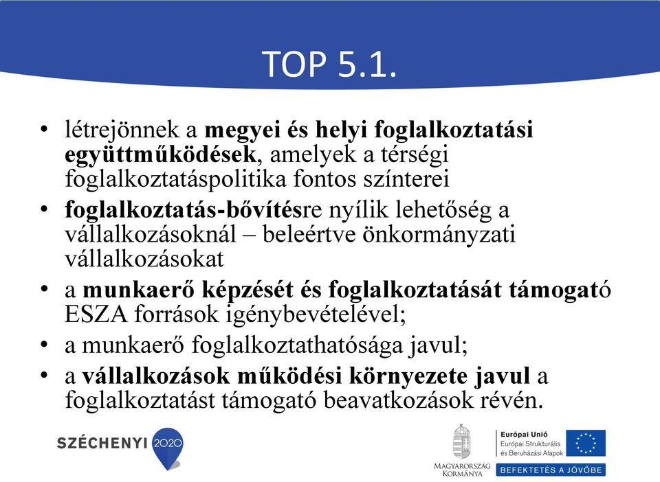 fontos színterei foglalkoztatás-bővítésre nyílik lehetőség a vállalkozásoknál beleértve önkormányzati