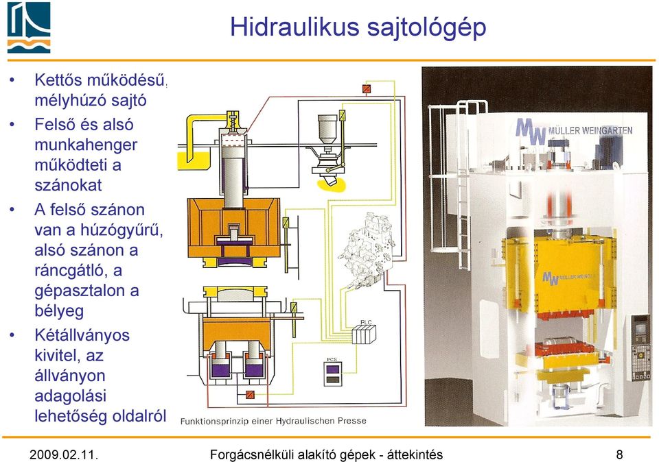 szánon a ráncgátló, a gépasztalon a bélyeg Kétállványos kivitel, az