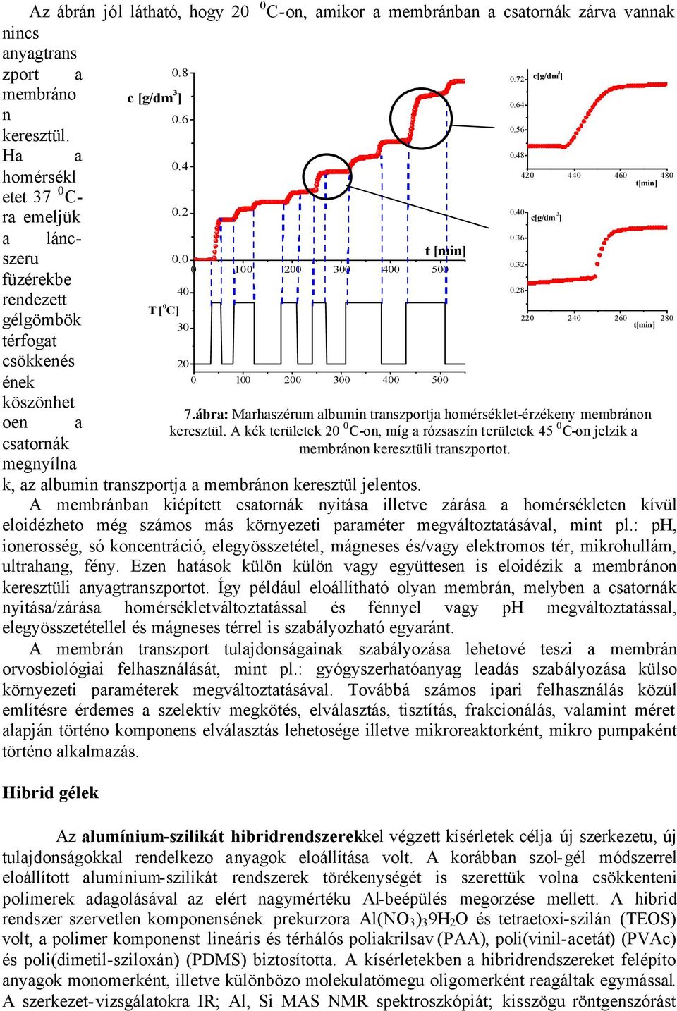 28 rendezett T [ gélgömbök C] 220 240 260 280 30 t[min] térfogat csökkenés 20 ének 0 100 200 300 400 500 köszönhet oen a csatornák megnyílna k, az albumin transzportja a membránon keresztül jelentos.