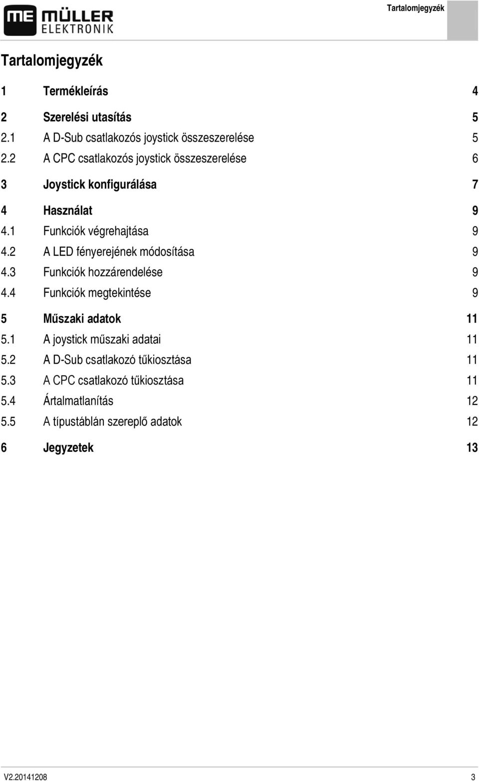 2 A LED fényerejének módosítása 9 4.3 Funkciók hozzárendelése 9 4.4 Funkciók megtekintése 9 5 Műszaki adatok 11 5.