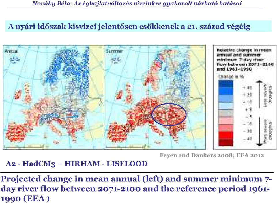 EEA 212 Projected change in mean annual (left) and summer