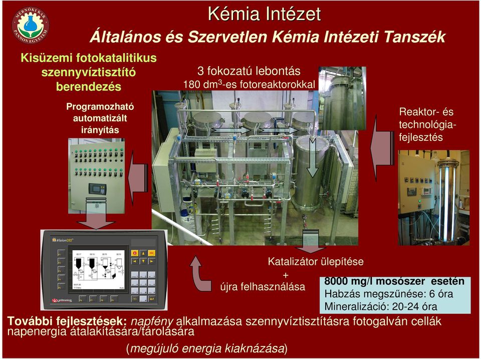 felhasználása Katalizátor ülepítése 8000 mg/l mosószer esetén Habzás megszőnése: 6 óra Mineralizáció: 20-24 óra További