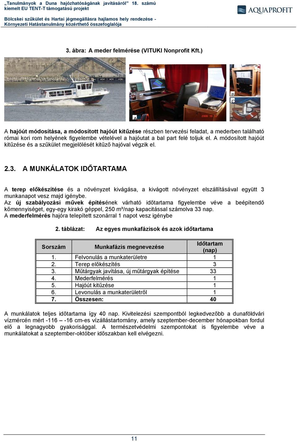 A módosított hajóút kitűzése és a szűkület megjelölését kitűző hajóval végzik el. 2.3.
