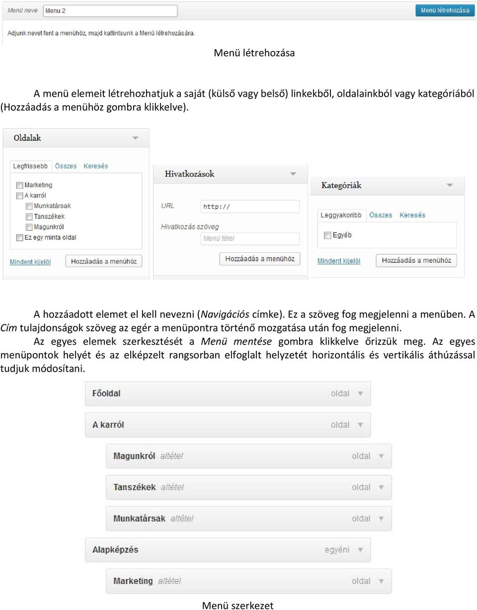 A Cím tulajdonságok szöveg az egér a menüpontra történő mozgatása után fog megjelenni.