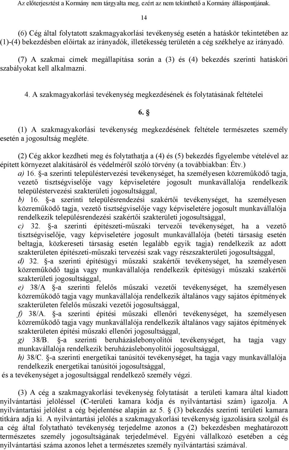 (1) A szakmagyakorlási tevékenység megkezdésének feltétele természetes személy esetén a jogosultság megléte.