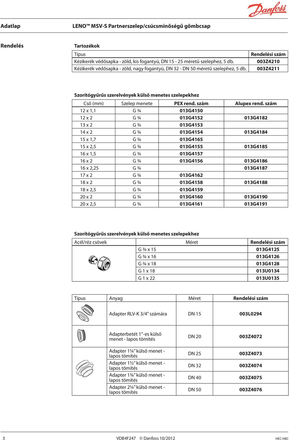 szám 12 x 1,1 G ¾ 013G4150 12 x 2 G ¾ 013G4152 013G4182 13 x 2 G ¾ 013G4153 14 x 2 G ¾ 013G4154 013G4184 15 x 1,7 G ¾ 013G4165 15 x 2,5 G ¾ 013G4155 013G4185 16 x 1,5 G ¾ 013G4157 16 x 2 G ¾ 013G4156