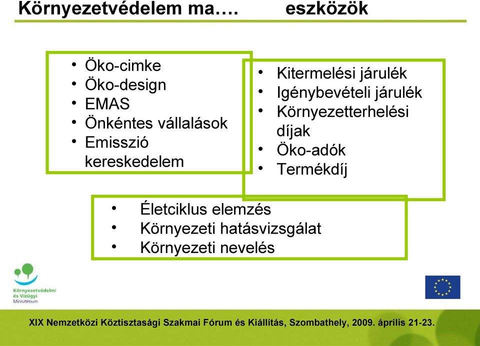 Emisszió kereskedelem Kitermelési járulék Igénybevételi