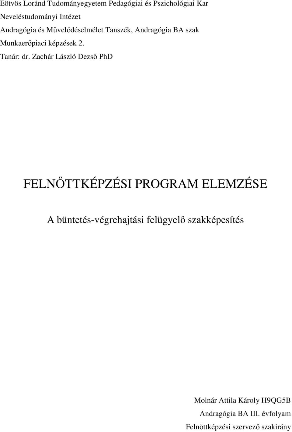 Tanár: dr.