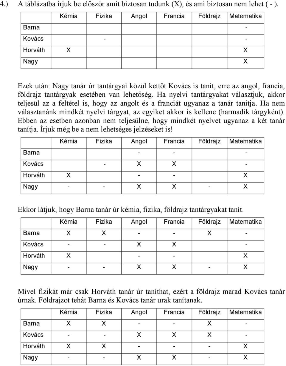 Ha nyelvi tantárgyakat választjuk, akkor teljesül az a feltétel is, hogy az angolt és a franciát ugyanaz a tanár tanítja.