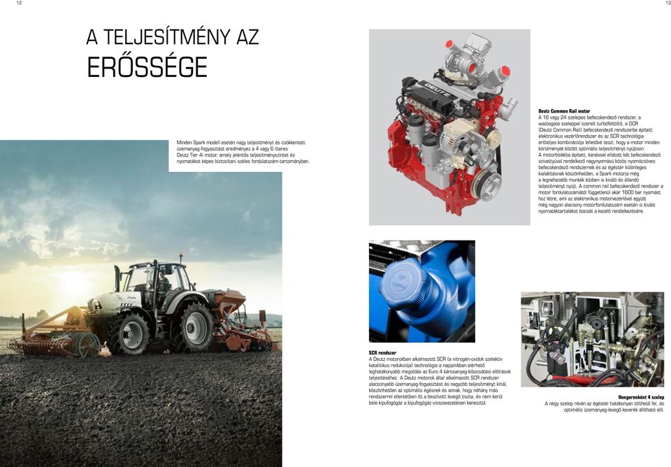 Deutz Common Rail motor A 16 vagy 24 szelepes befecskendező rendszer, a wastegate szeleppel szerelt turbófeltöltő, a DCR (Deutz Common Rail) befecskendező rendszerbe épített elektronikus