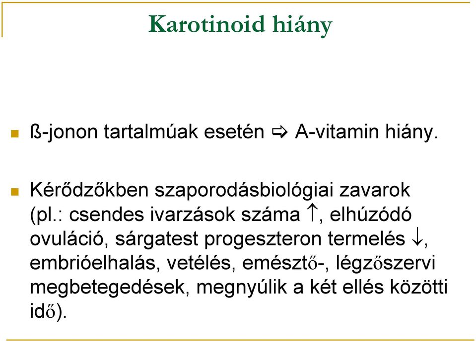 : csendes ivarzások száma, elhúzódó ovuláció, sárgatest progeszteron