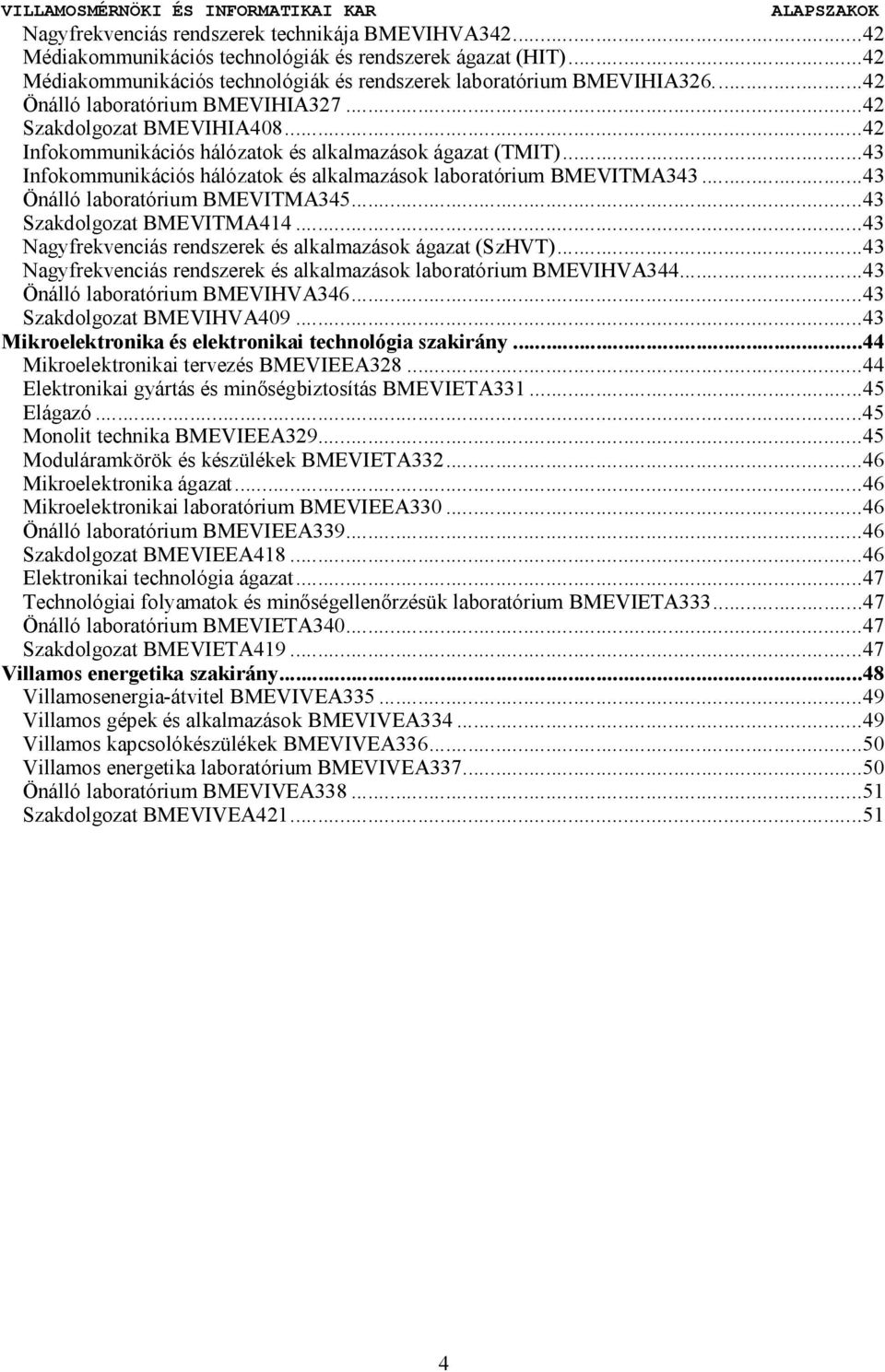 ..43 Infokommunikációs hálózatok és alkalmazások laboratórium BMEVITMA343...43 Önálló laboratórium BMEVITMA345...43 Szakdolgozat BMEVITMA414.