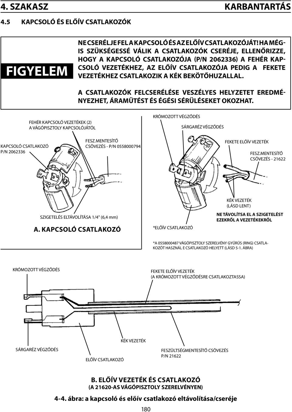 A KÉK BEKÖTŐHUZALLAL. A CSATLAKOZÓK FELCSERÉLÉSE VESZÉLYES HELYZETET EREDMÉ- NYEZHET, ÁRAMÜTÉST ÉS ÉGÉSI SÉRÜLÉSEKET OKOZHAT.