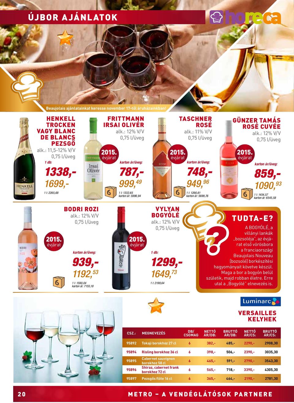 évjárat Taschner Rosé alk.: 11% V/V 0,75 l/üveg karton ár/üveg: 748,- 949, 96 1 l: 1266,61 karton ár: 5699,76 Günzer Tamás Rosé Cuvée alk.: 12% V/V 0,75 l/üveg 2015.