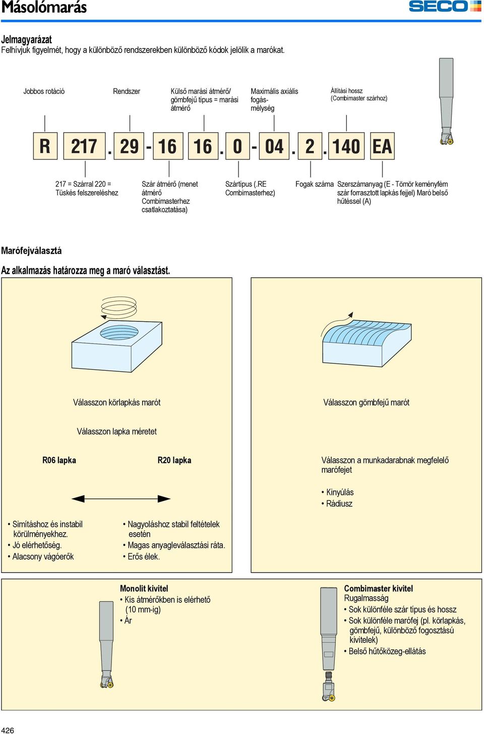 (menet átmérő Combimasterhez csatlakoztatása) Szártípus (.